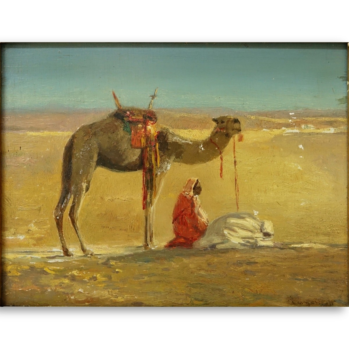 19th C Orientalist School O/B "Pausing For Prayer"