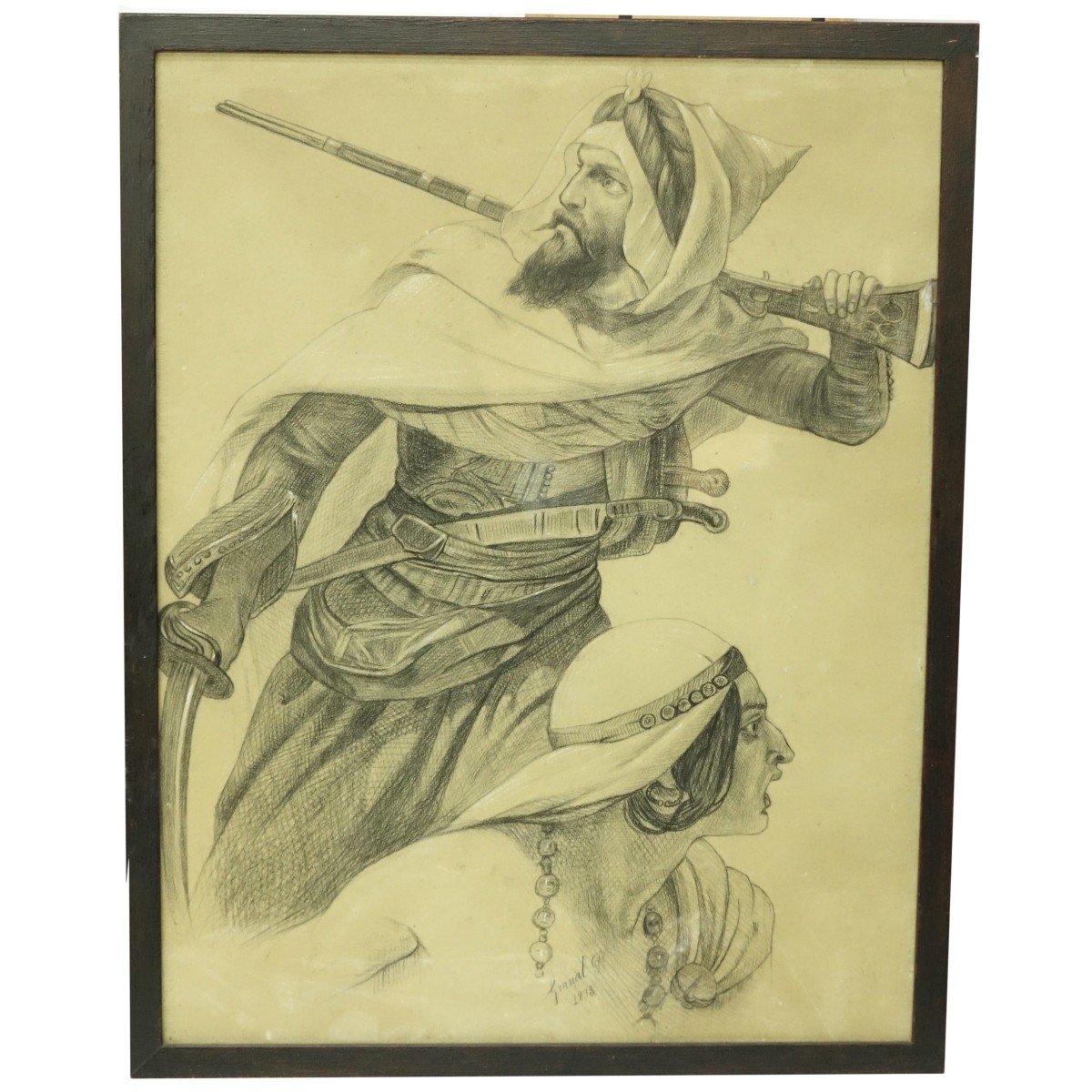 Pair 19th Century Orientalist School Drawings