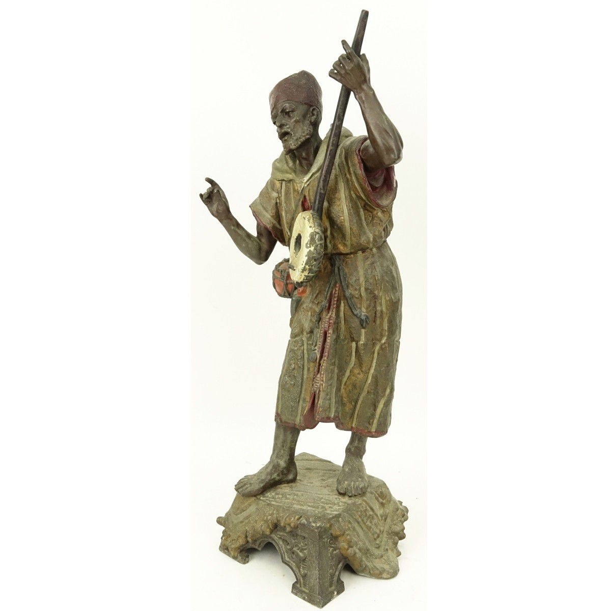 Antique French Polychrome Spelter Banjo Player