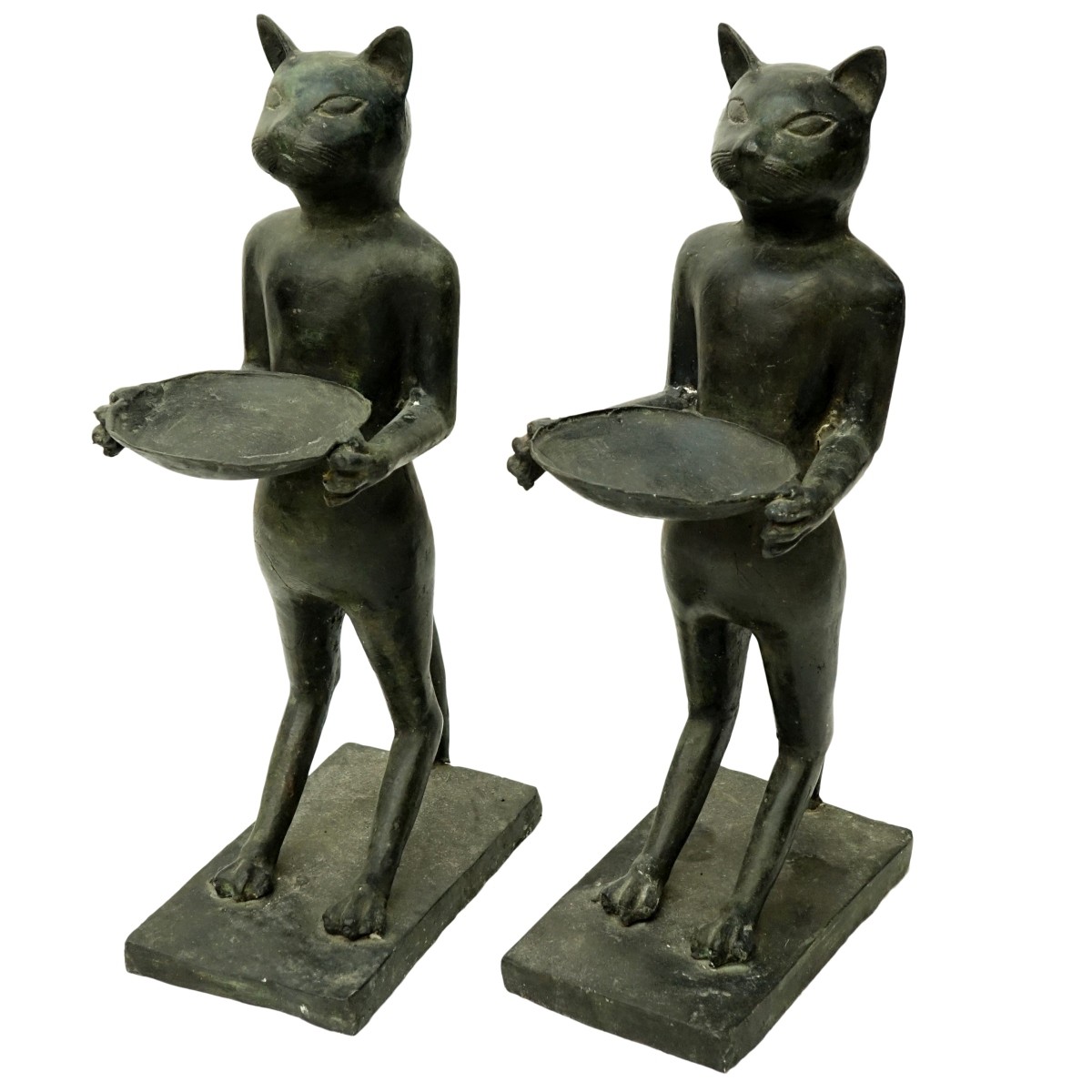 Pair of French Spelter Cat Figures