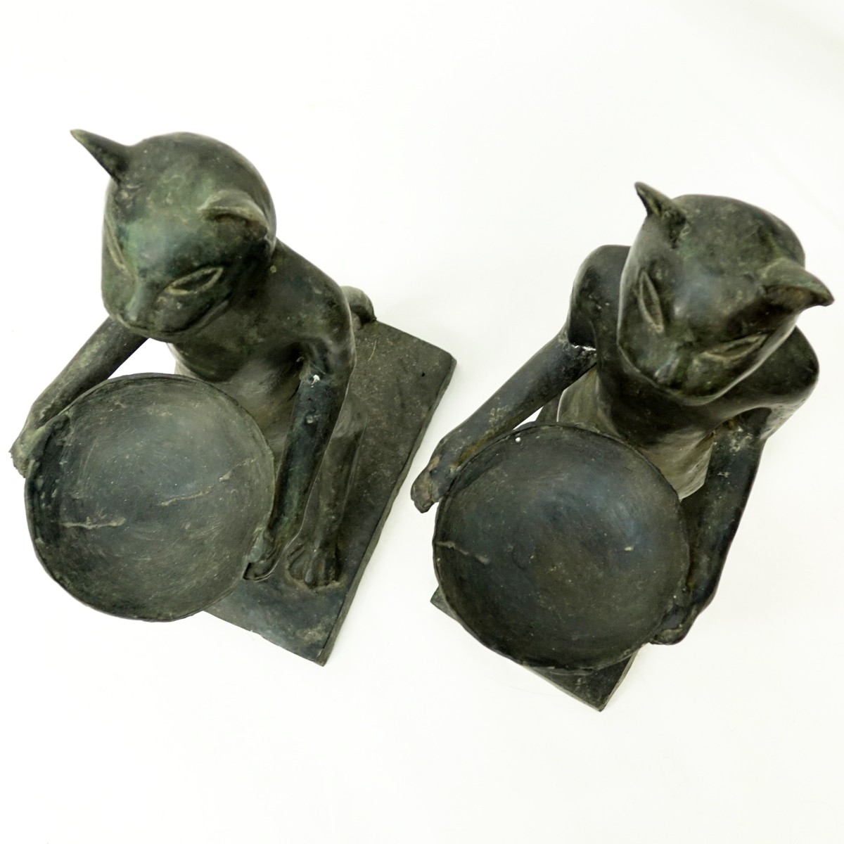 Pair of French Spelter Cat Figures