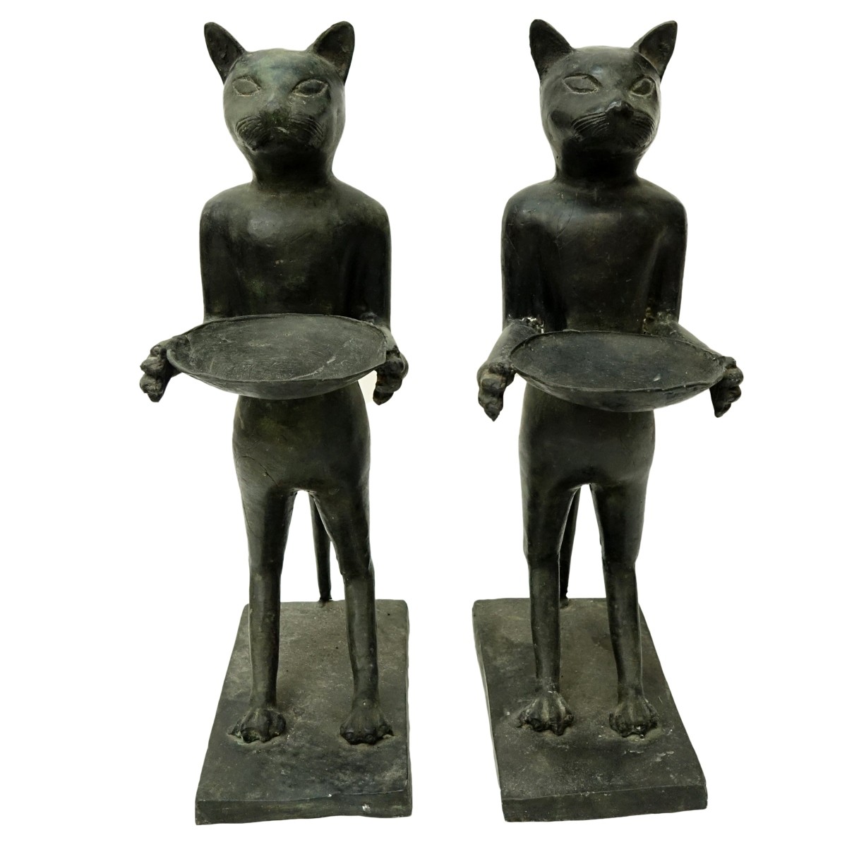 Pair of French Spelter Cat Figures