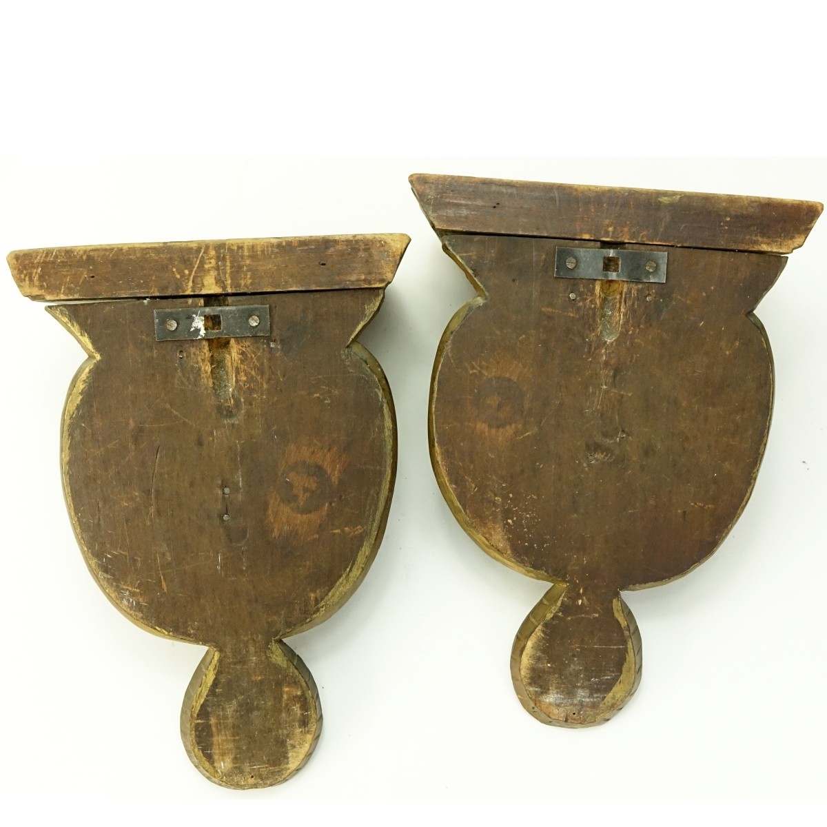 Pair of Carved Wood Arab Figural Wall Brackets