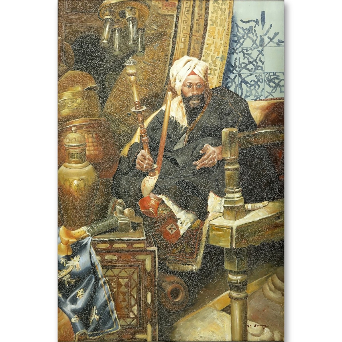 Orientalist School Oil On Canvas "Arabian King"