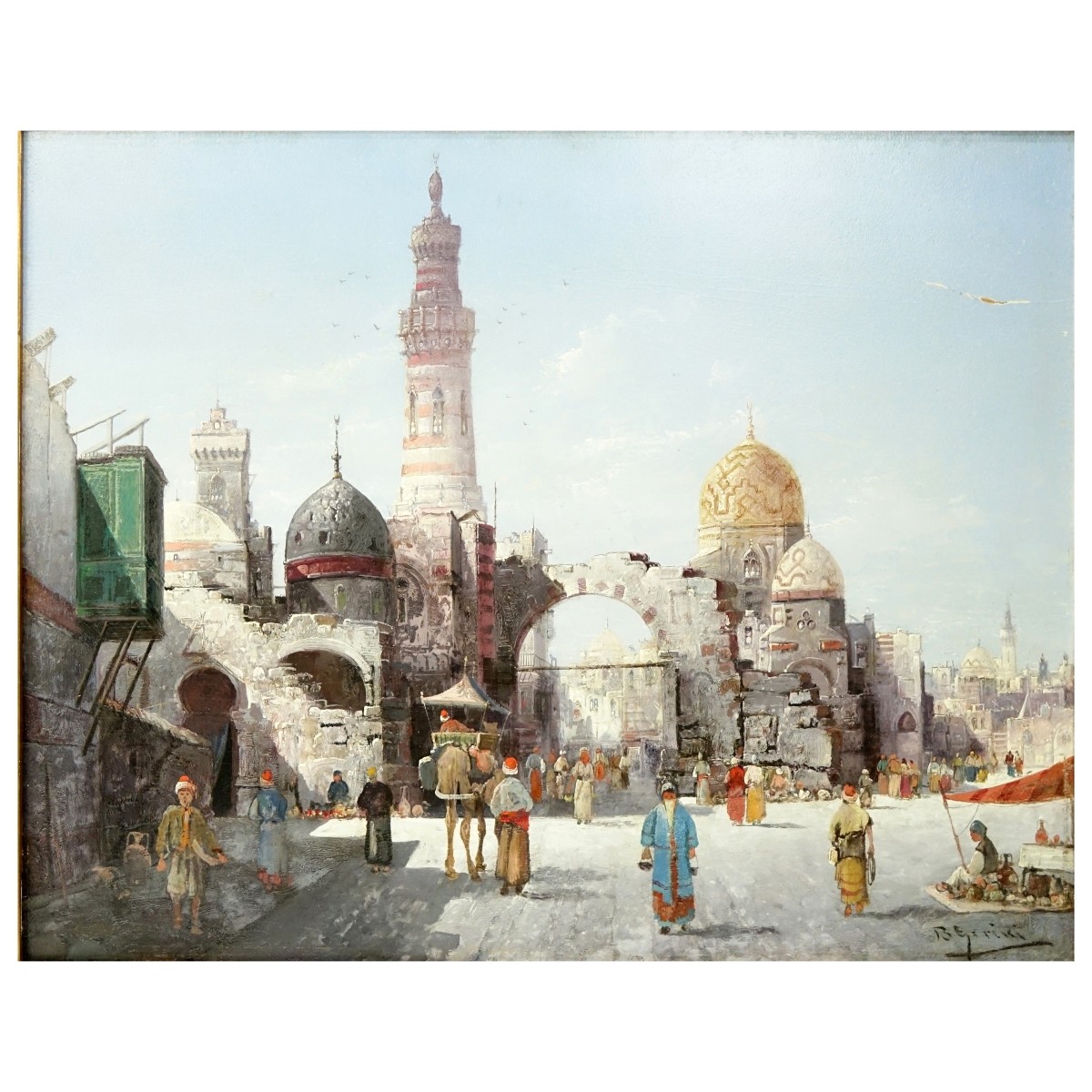 Orientalist School O/P "Busy City Street Scene"