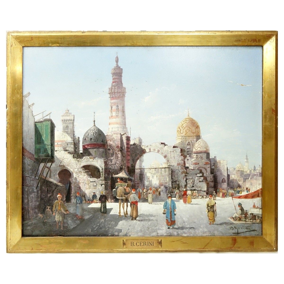 Orientalist School O/P "Busy City Street Scene"