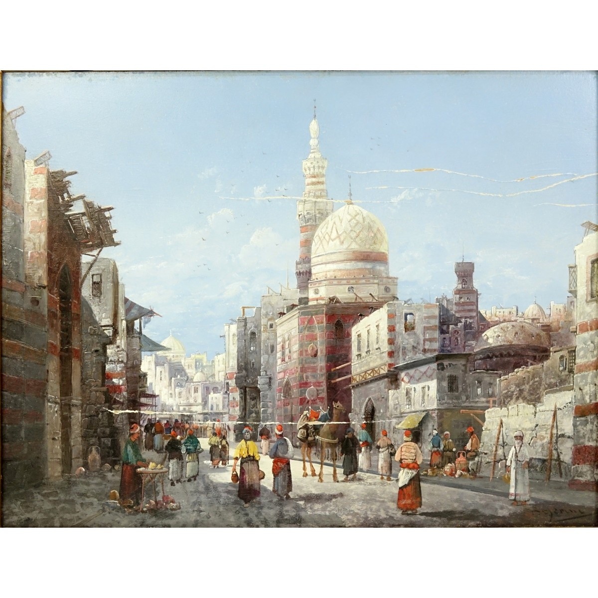 Orientalist School O/P "Busy City Street Scene"