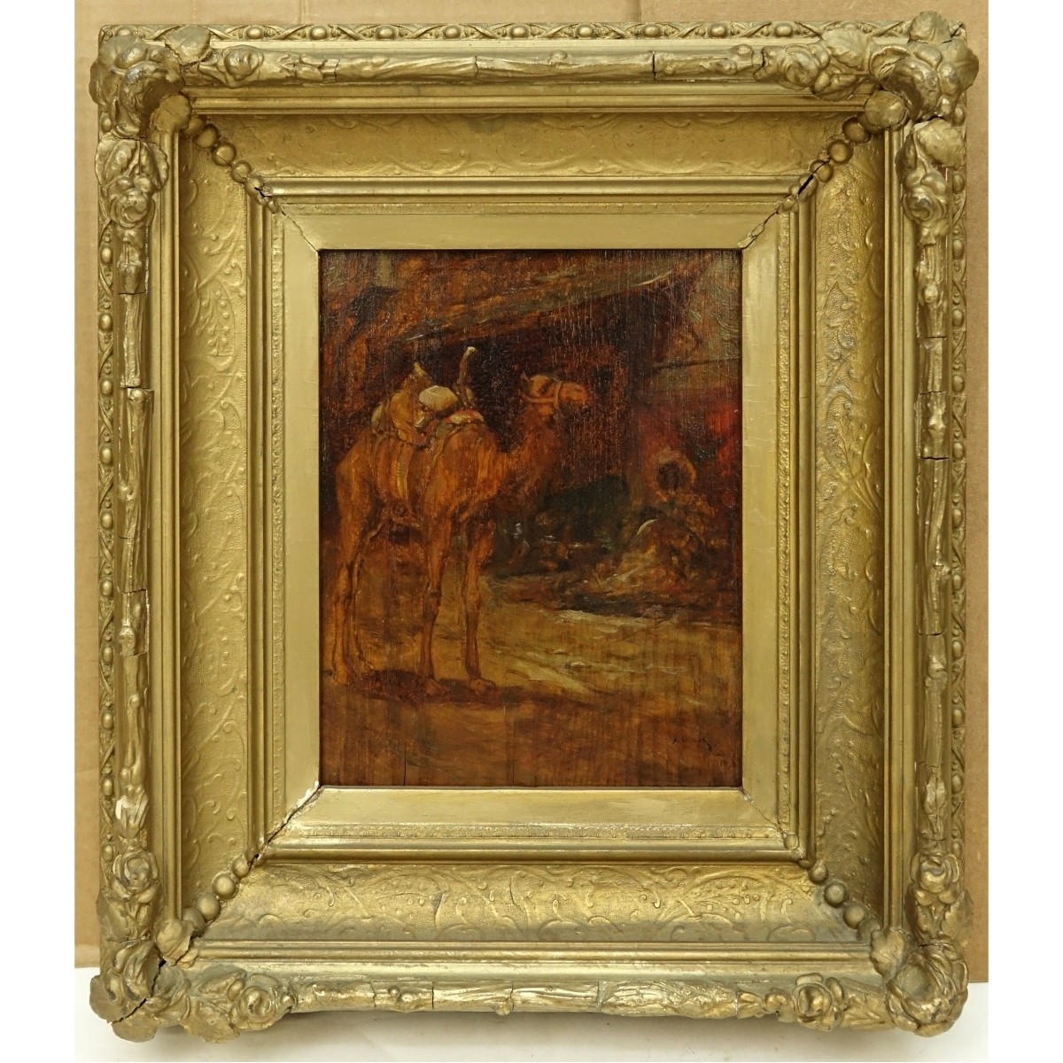 Orientalist School Oil On Board "Camel"