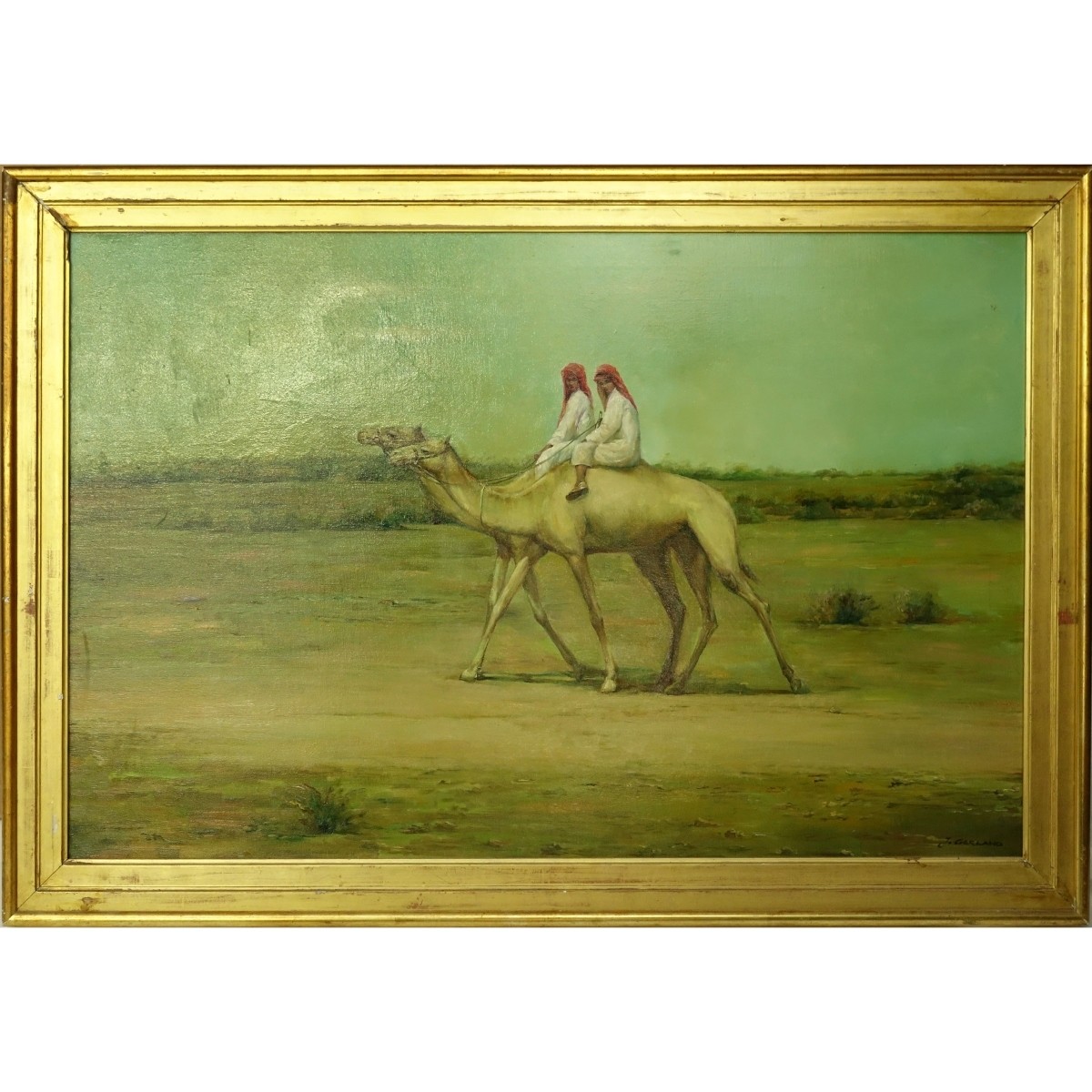 Orientalist School Oil On Canvas "Camel Riders"