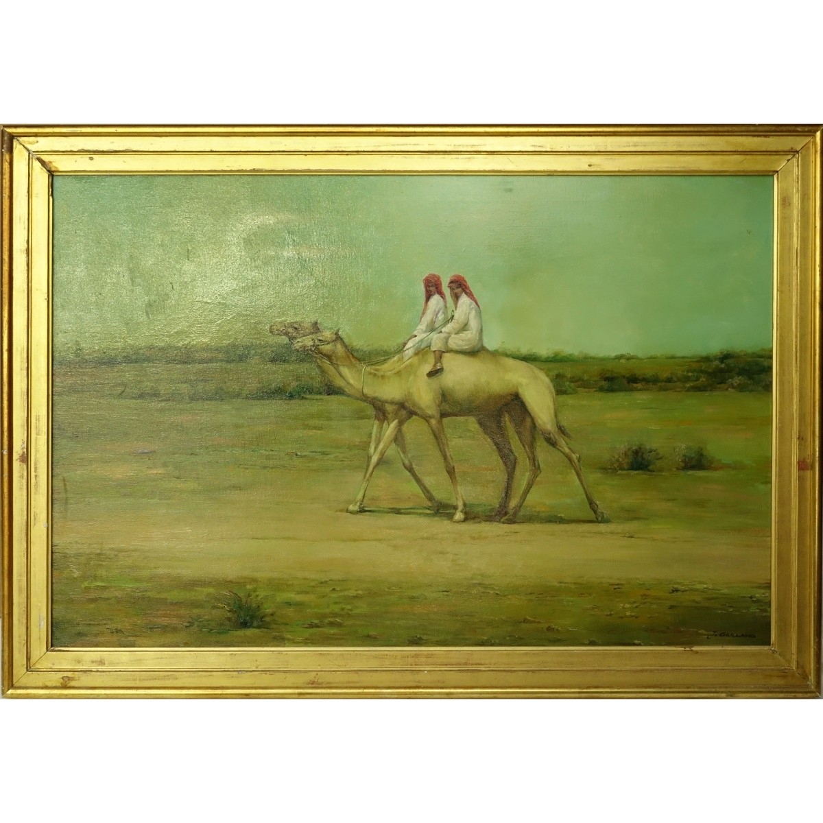 Orientalist School Oil On Canvas "Camel Riders"