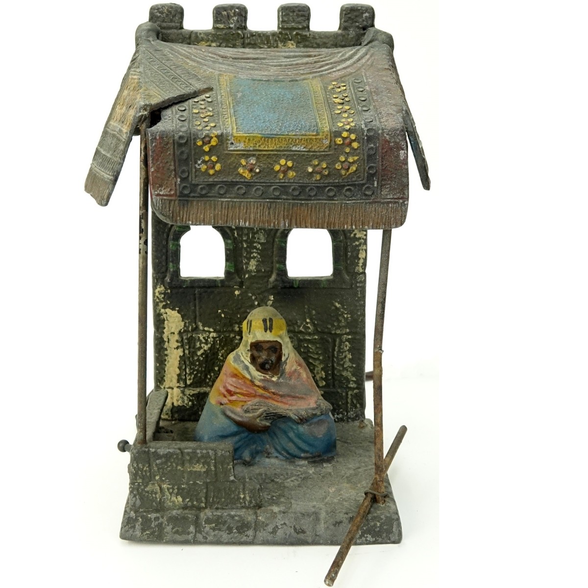Antique Polychrome Spelter Orientalist Lamp