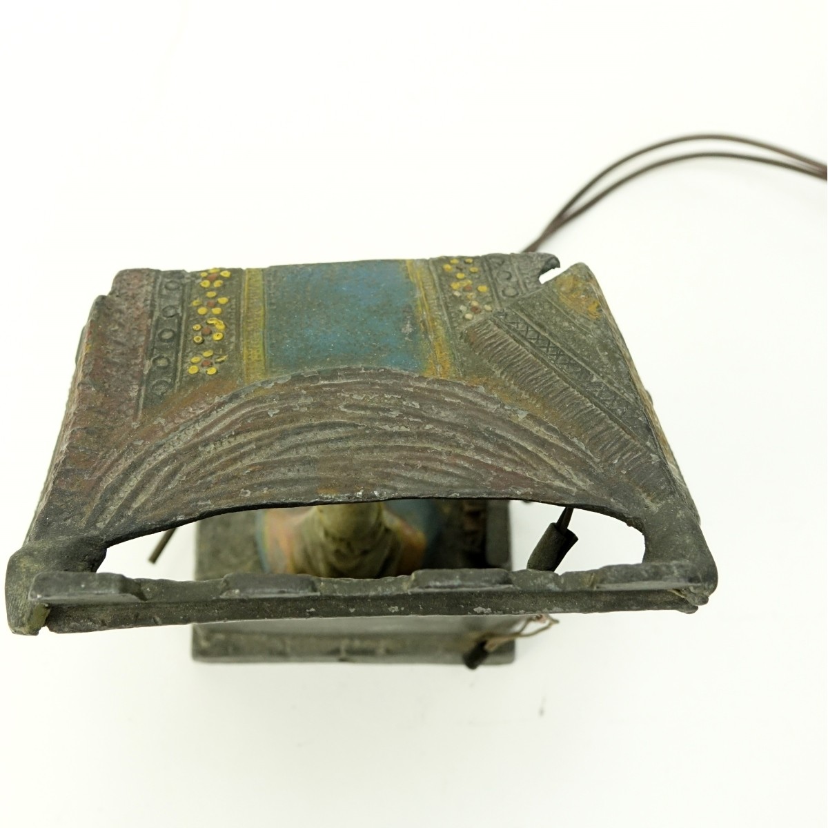 Antique Polychrome Spelter Orientalist Lamp