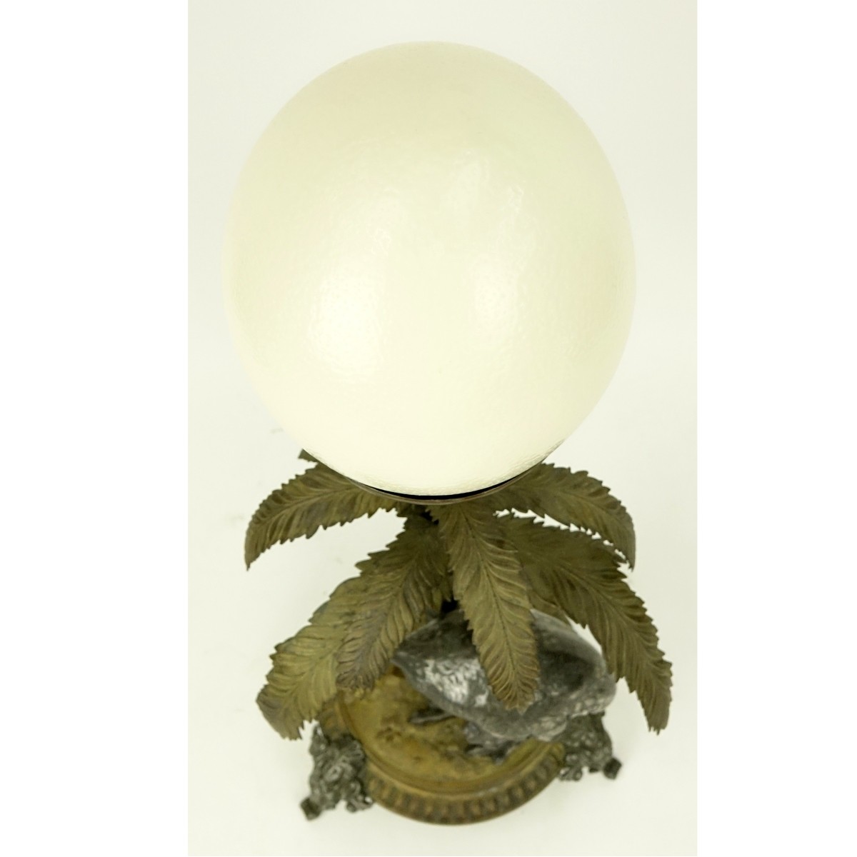 Silverplate and Brass Centerpiece with Ostrich Egg