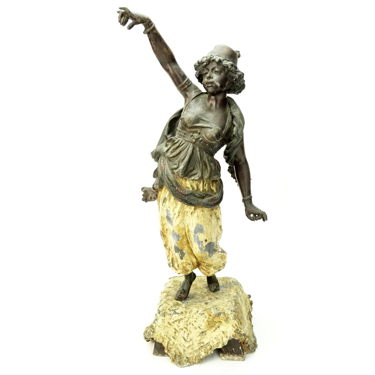 Antique Polychrome Spelter Orientalist Figure