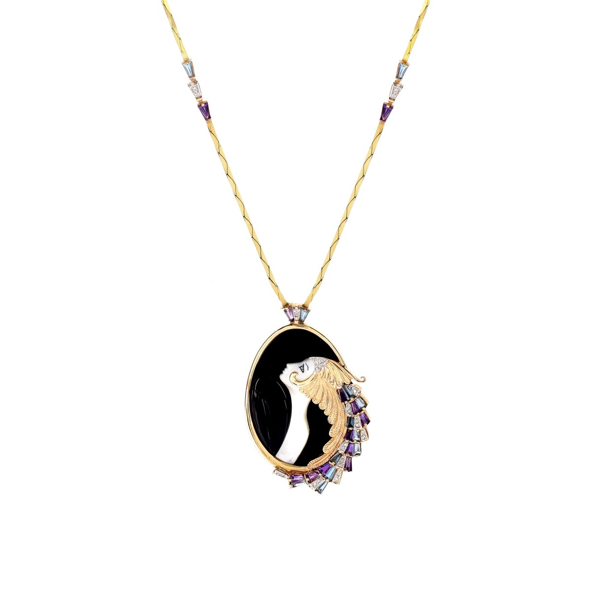 Erte Pendant Necklace "Beauty and the Beast"