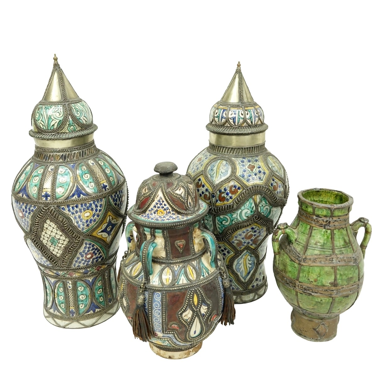 Grouping of Four (4) Moroccan Pottery Jars