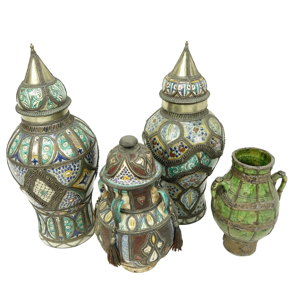 Grouping of Four (4) Moroccan Pottery Jars