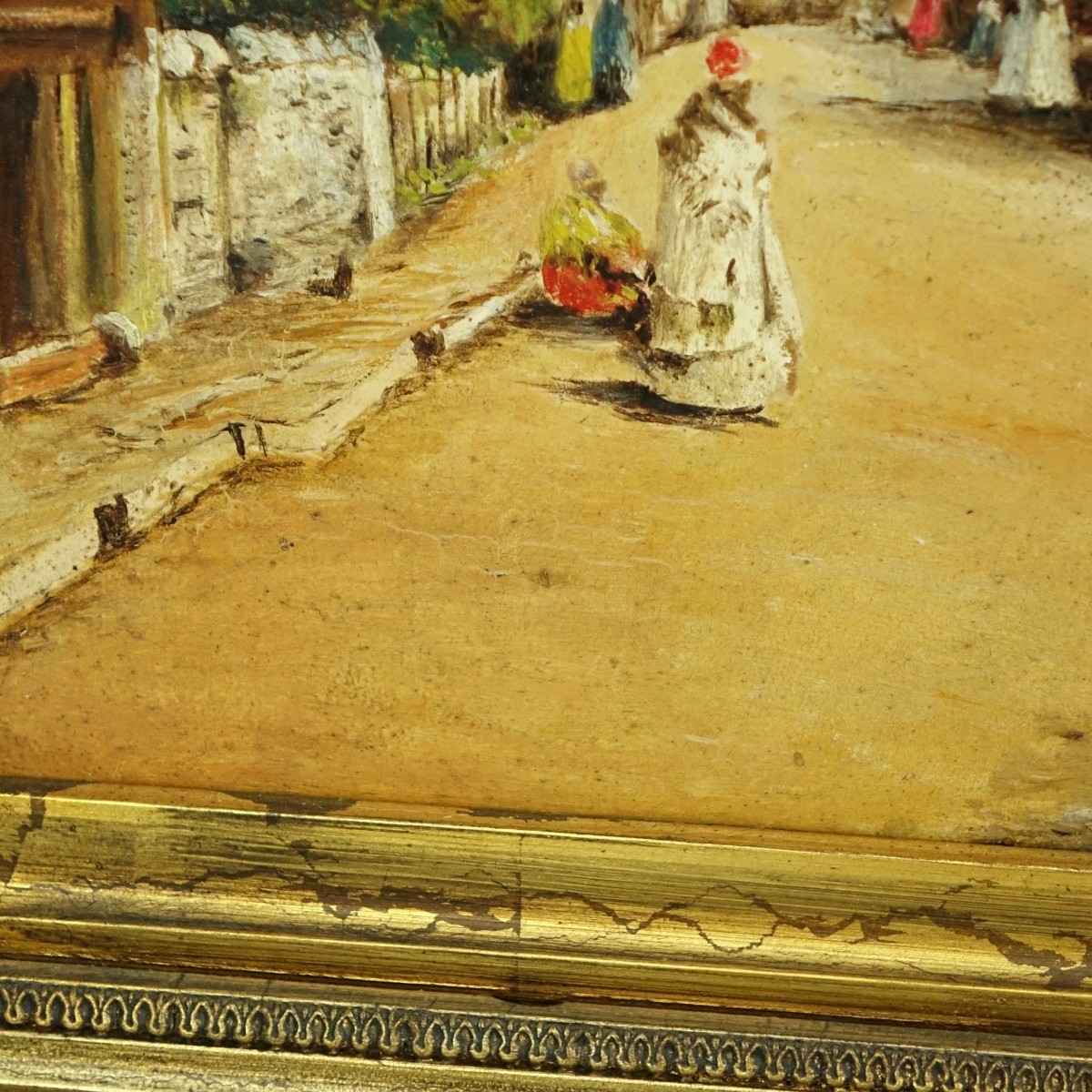 Orientalist School Oil/Panel "Tunisian Street"