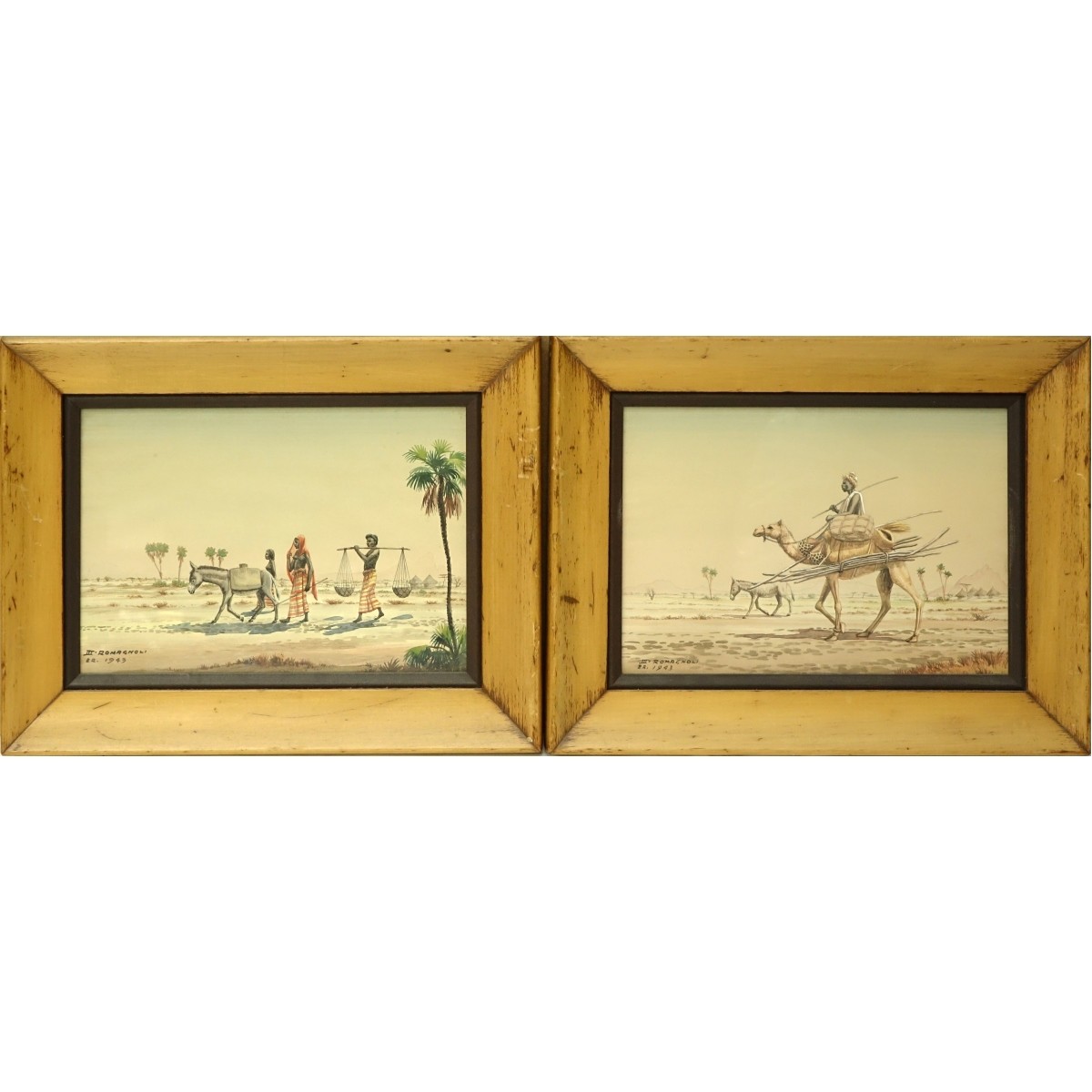 Giovanni Romagnoli, Italian Pair Orientalist W/C