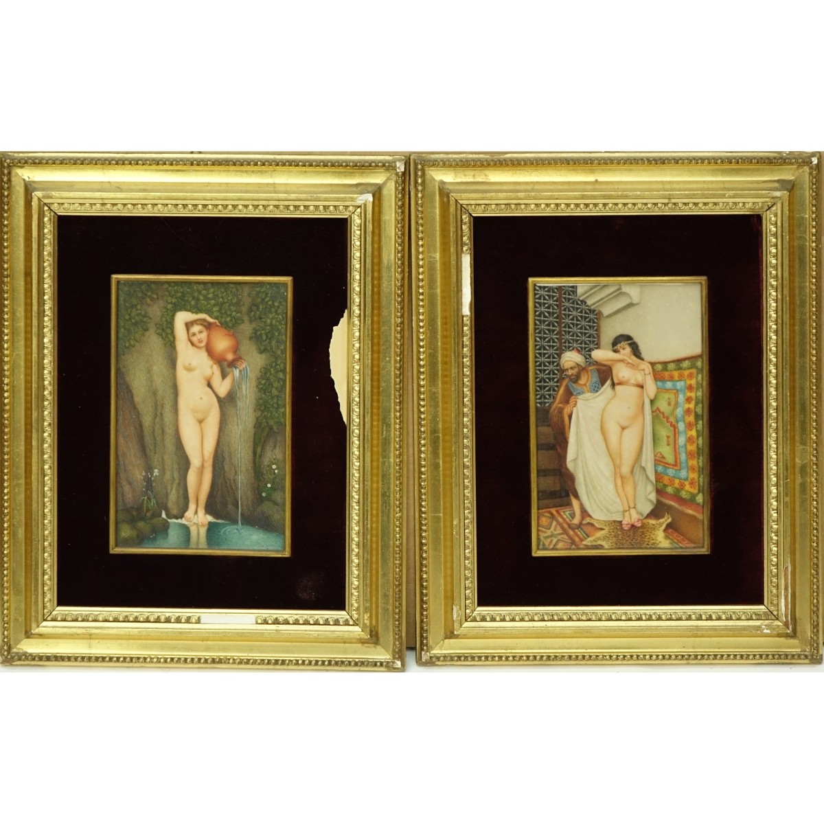 Pair Orientalist School Oil On Card Paintings