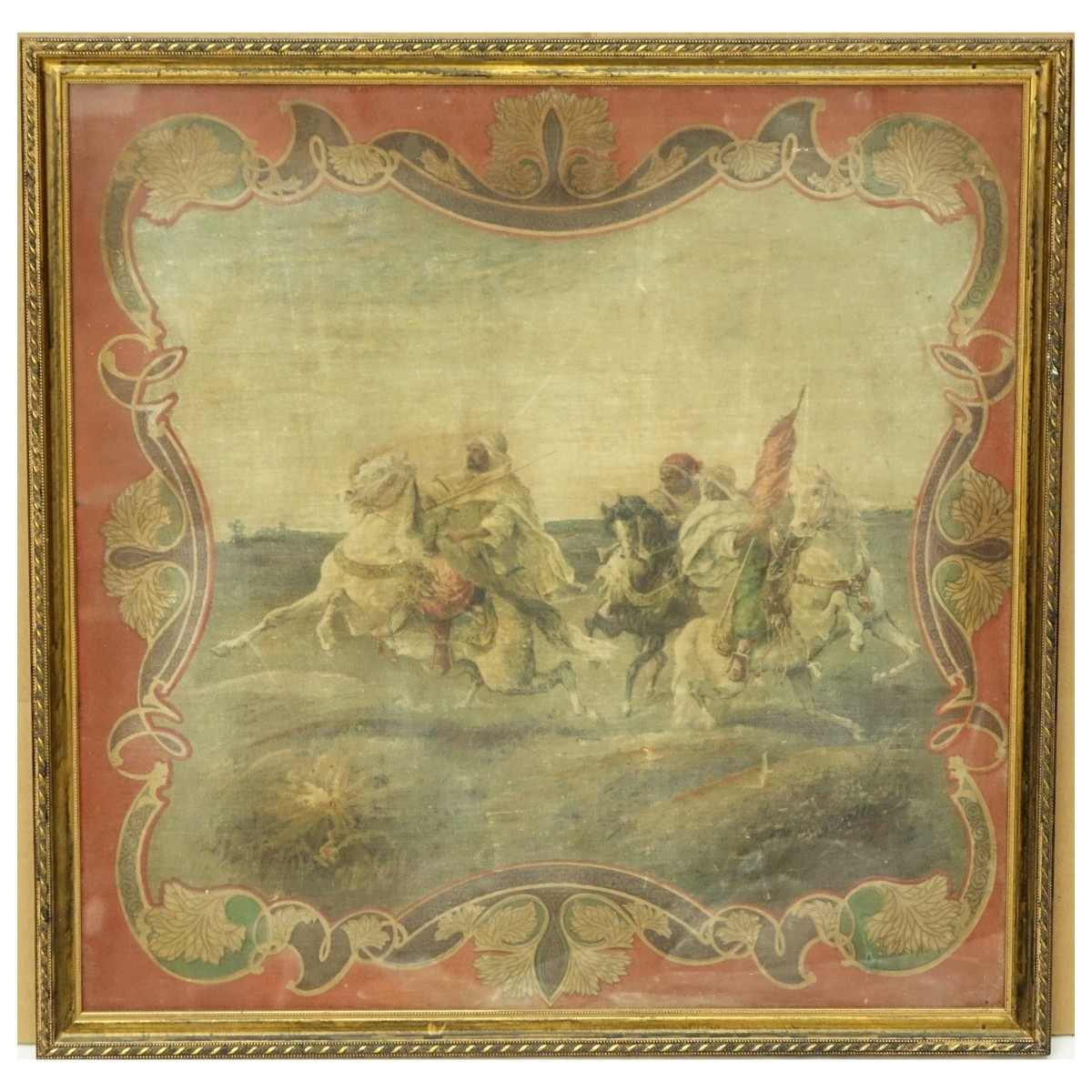 Antique Orientalist Print On Fabric