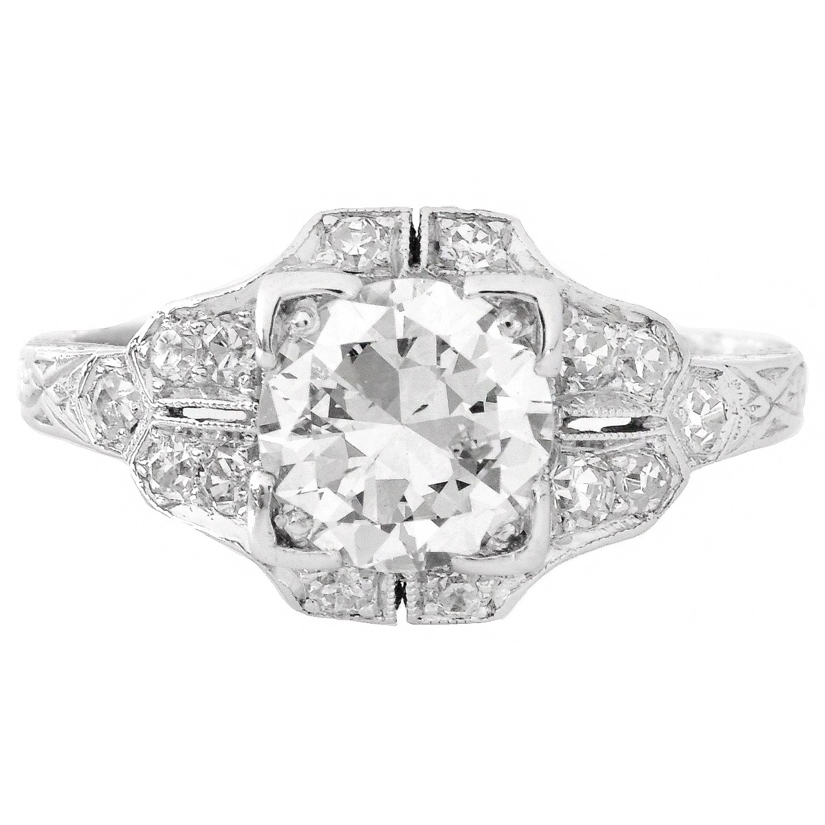 Art Deco 1.30 Carat TW Diamond and Platinum Ring