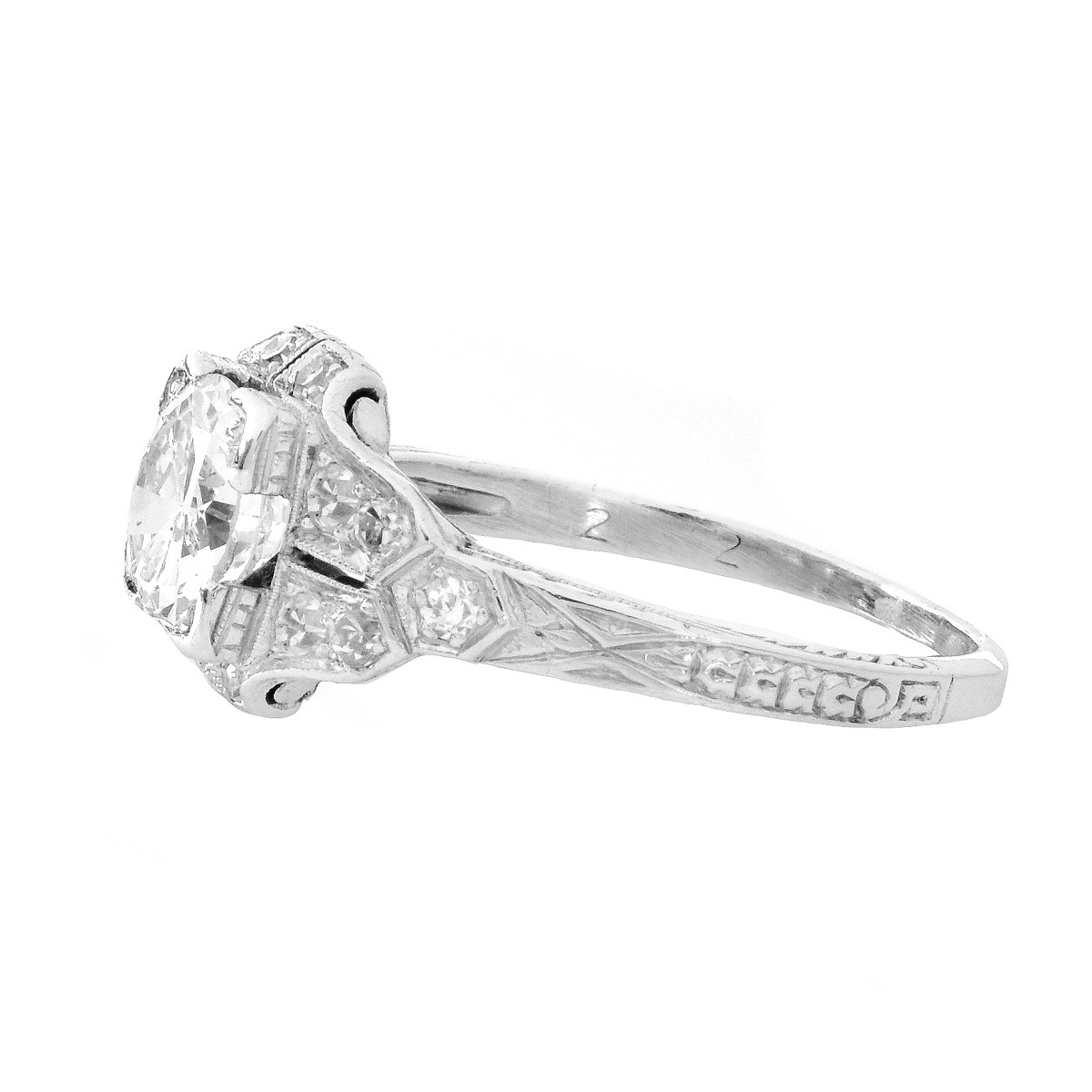 Art Deco 1.30 Carat TW Diamond and Platinum Ring