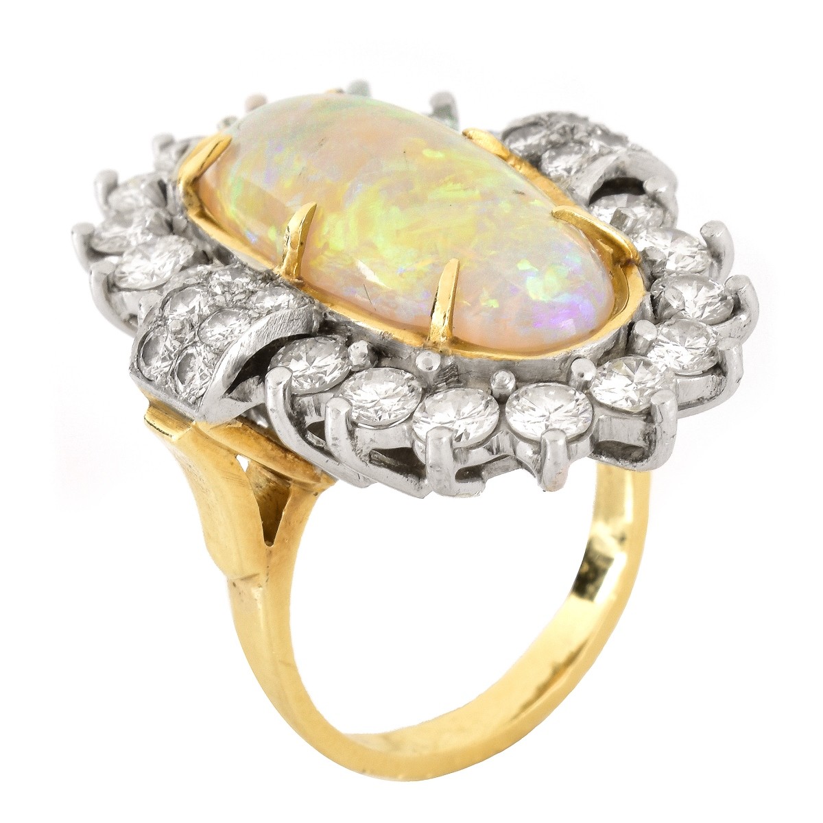 Opal, 2.75ct Diamond and 18K Gold Ring