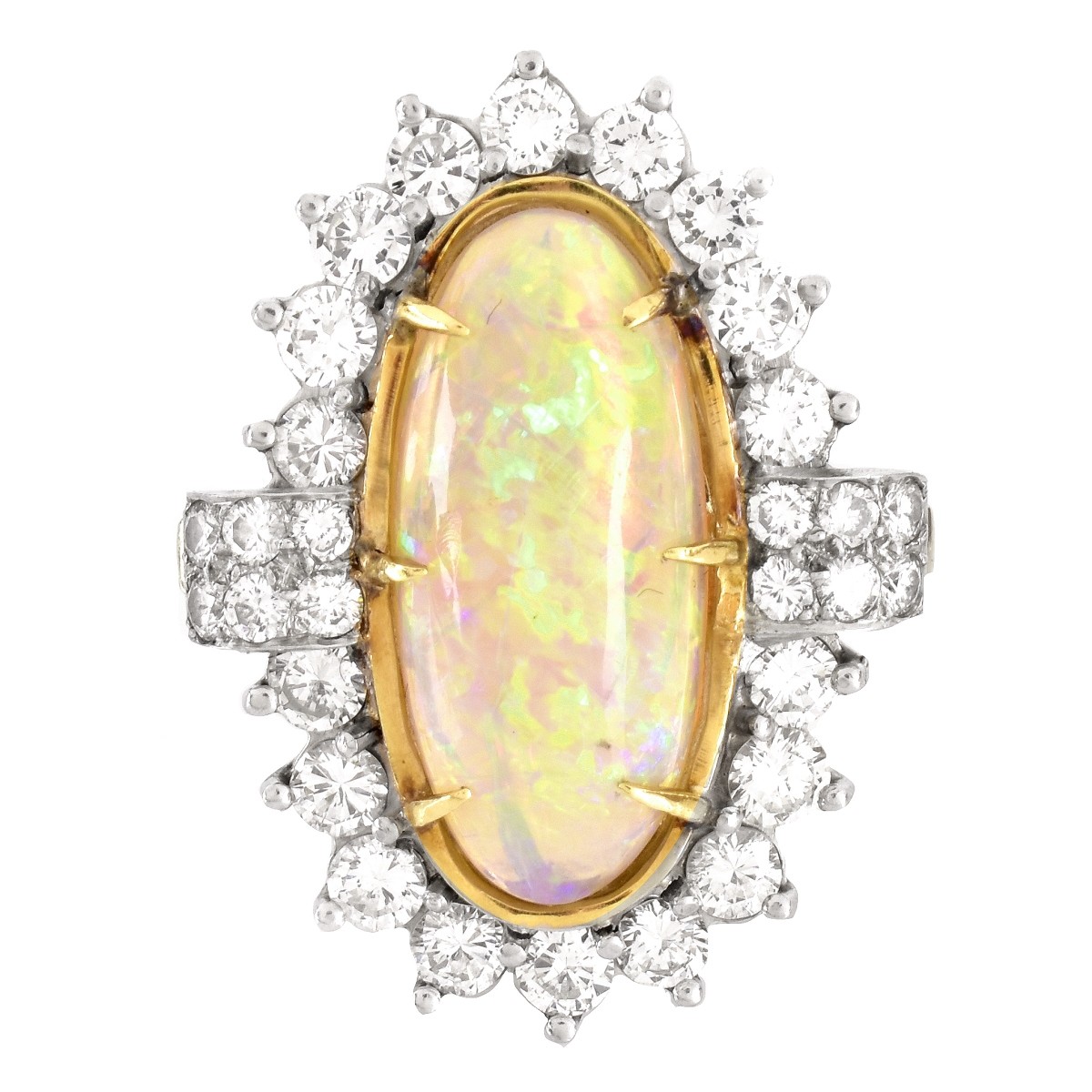 Opal, 2.75ct Diamond and 18K Gold Ring