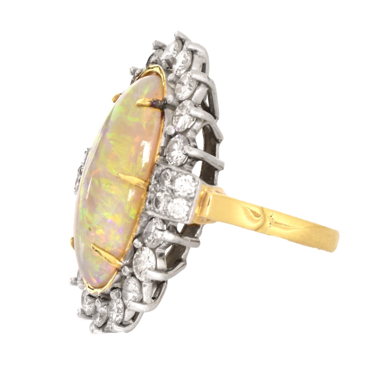 Opal, 2.75ct Diamond and 18K Gold Ring