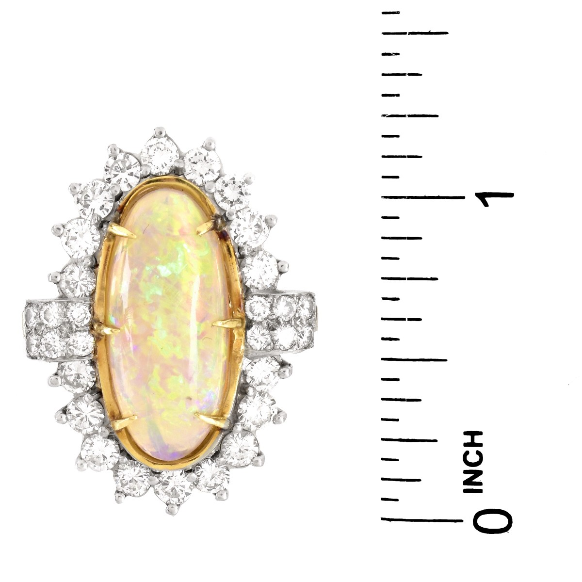 Opal, 2.75ct Diamond and 18K Gold Ring