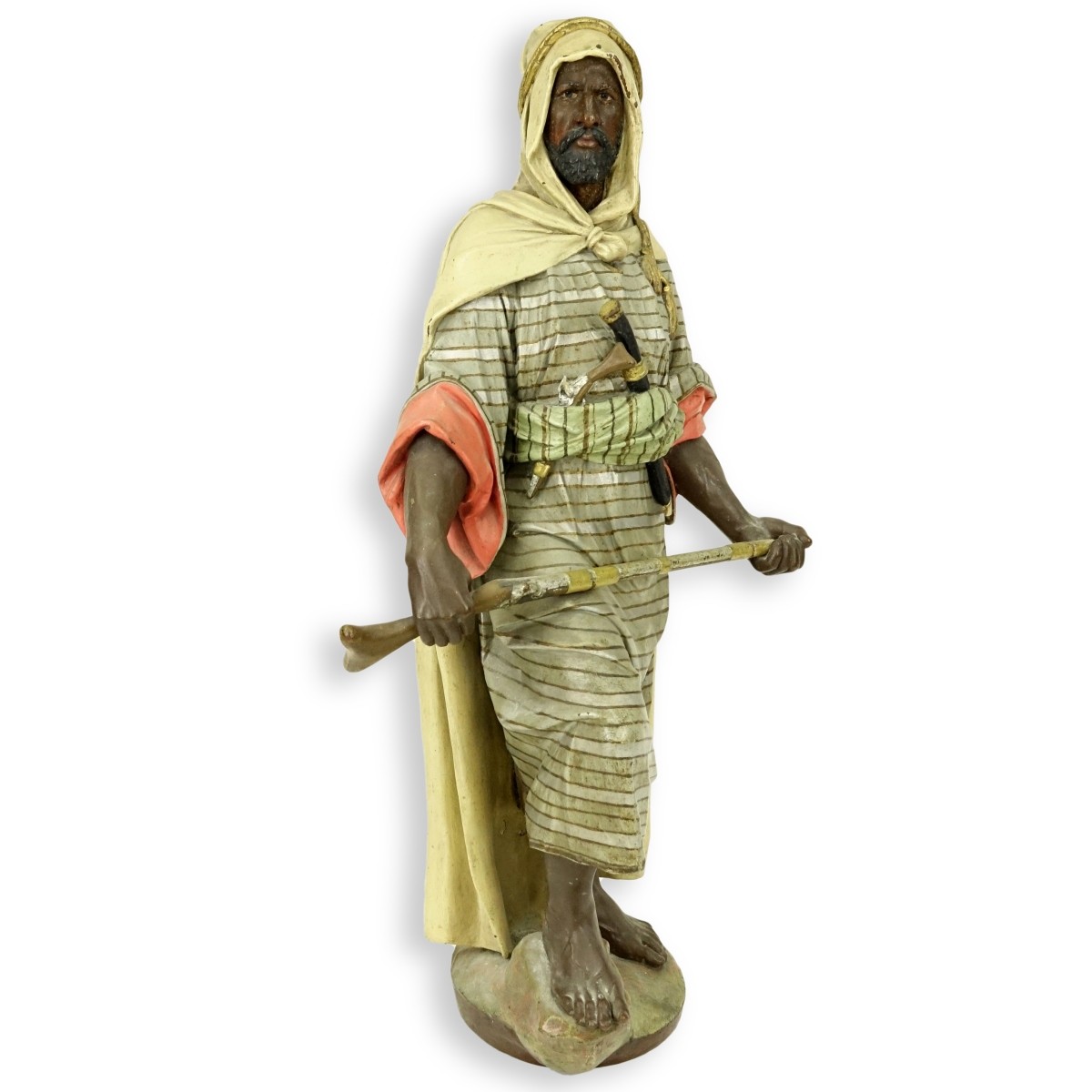 Antique French Polychrome Spelter Arab Figure