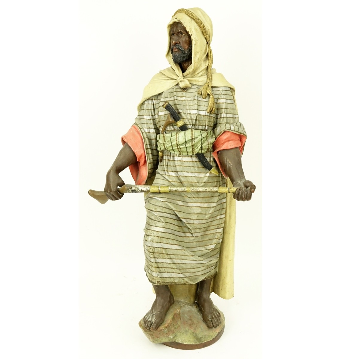Antique French Polychrome Spelter Arab Figure