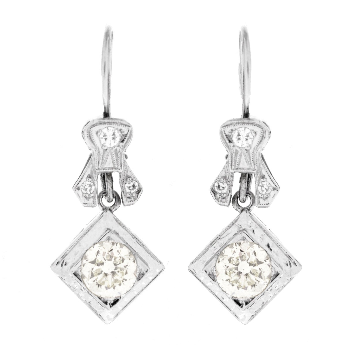 Antique European Cut Diamond Earrings