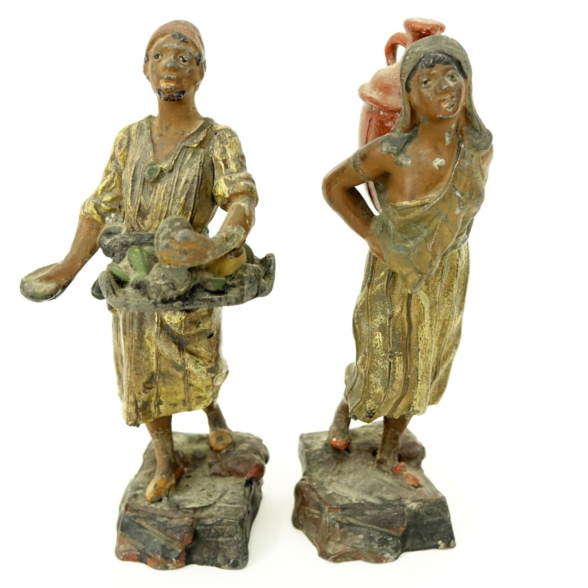 Pair of French Polychrome Spelter Figures