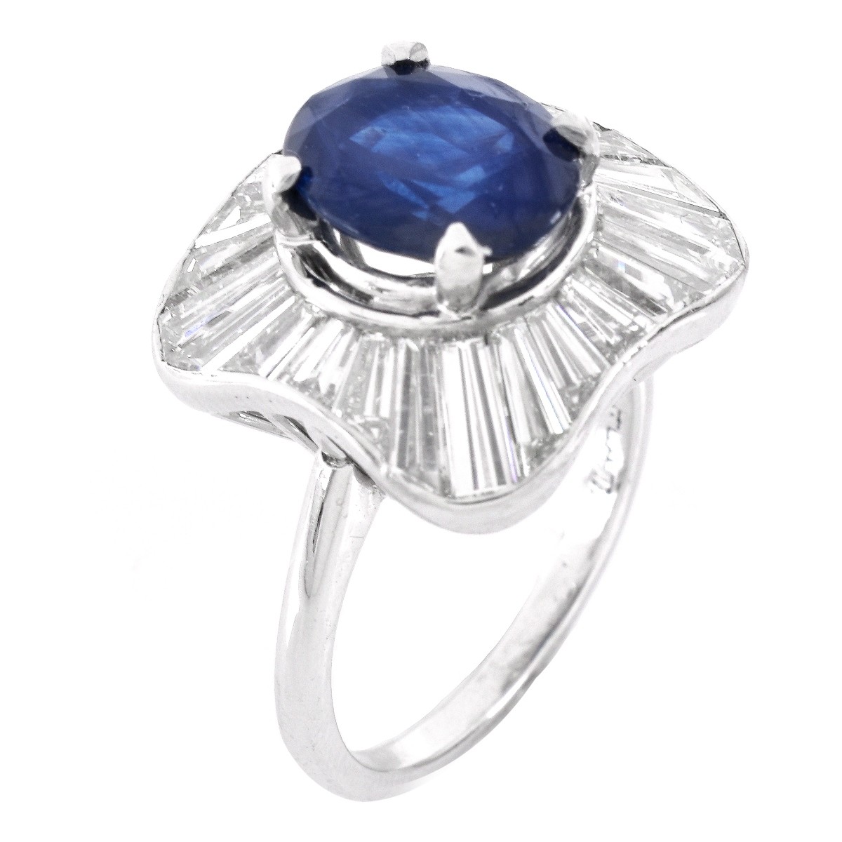 2.75ct Sapphire, Diamond and Platinum Ring