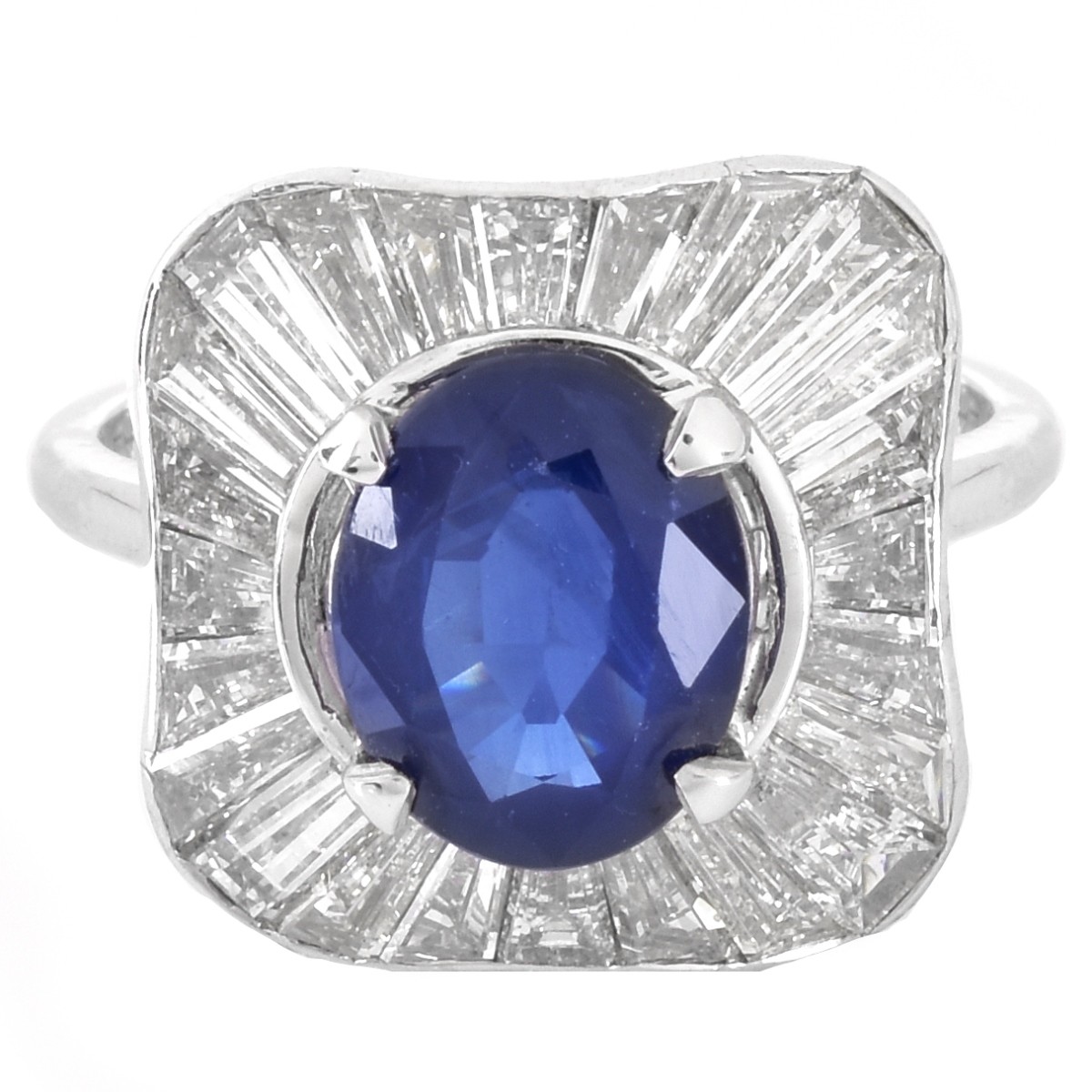 2.75ct Sapphire, Diamond and Platinum Ring