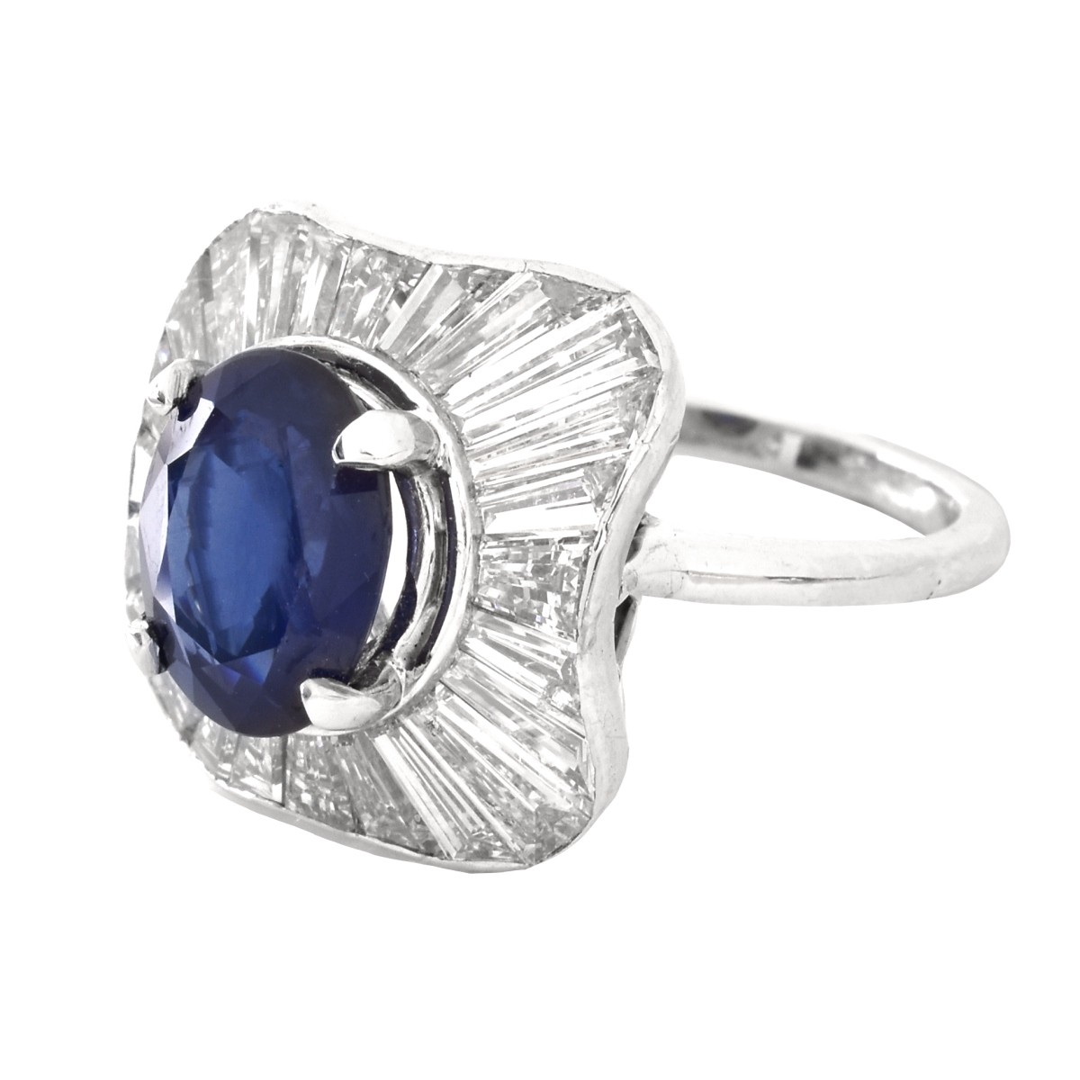 2.75ct Sapphire, Diamond and Platinum Ring