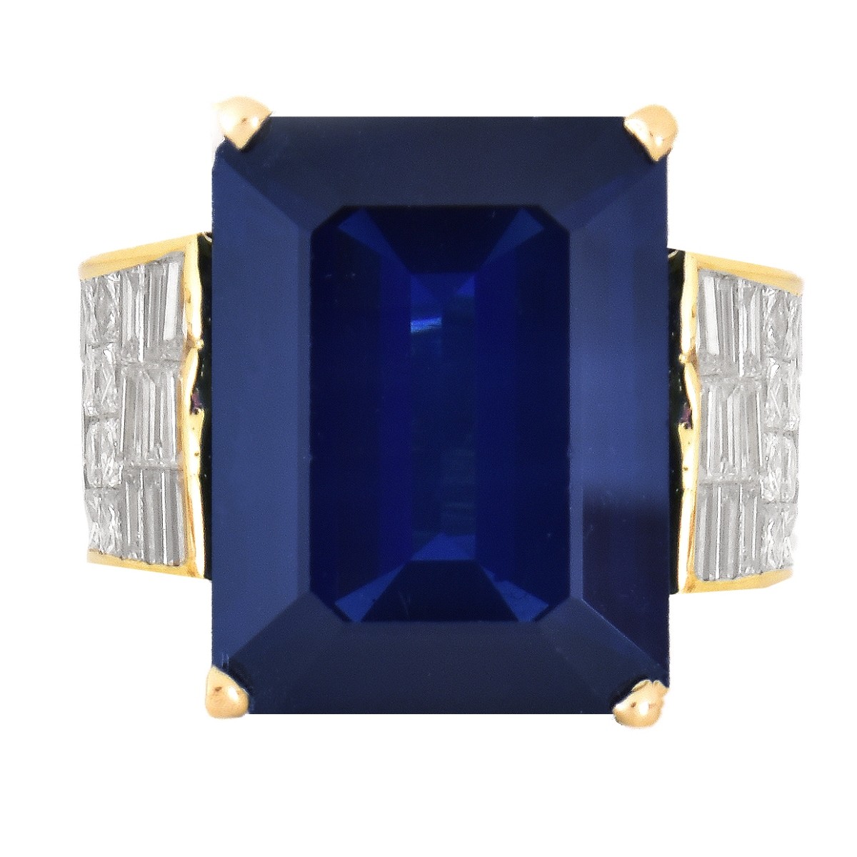 AGL 17.25ct Sapphire, Diamond and 14K Gold Ring