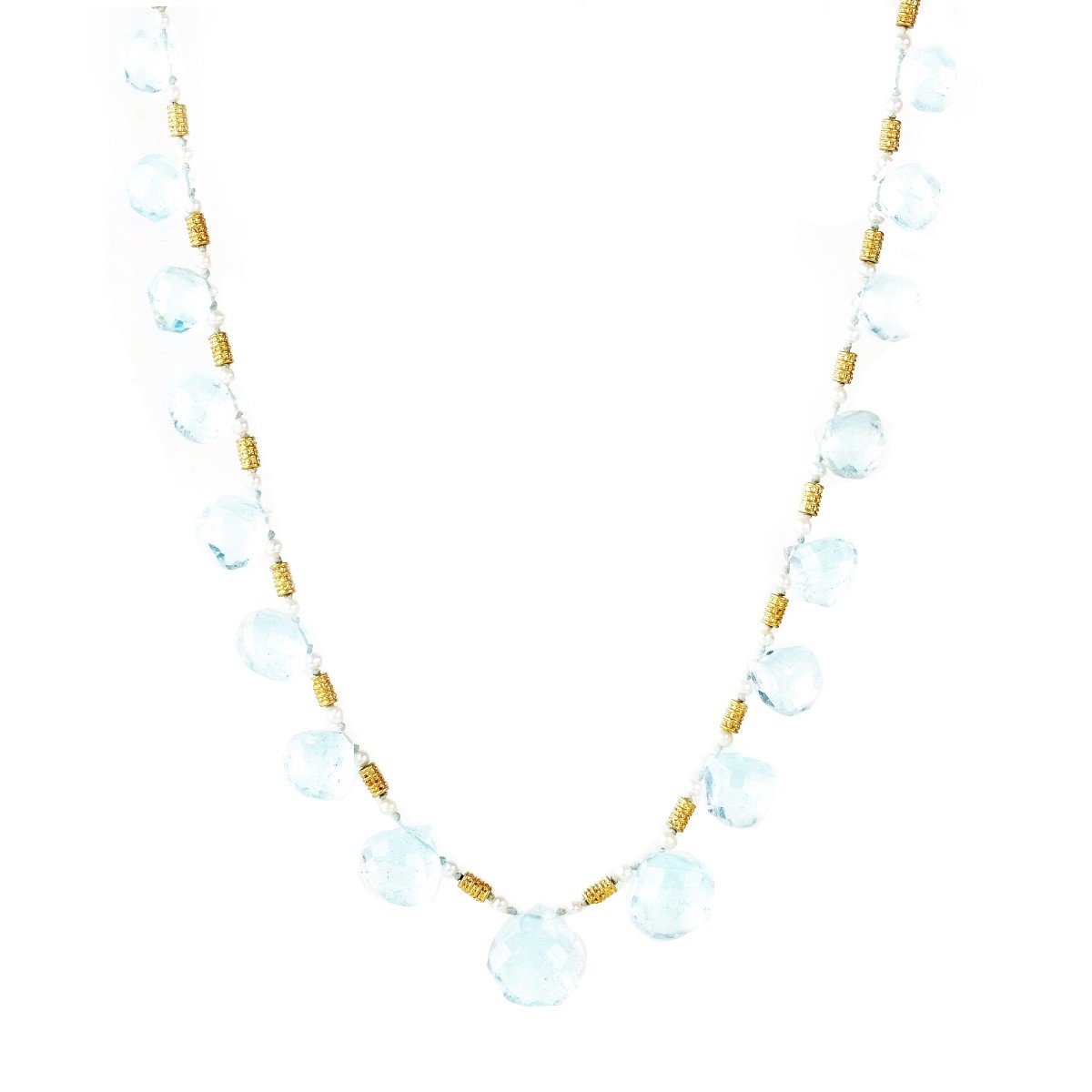 Aquamarine and 22K Gold Necklace