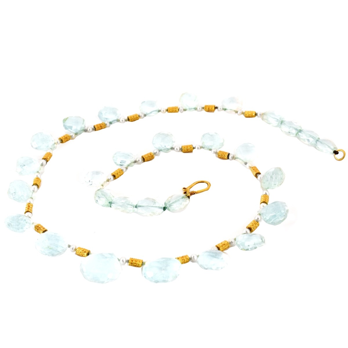 Aquamarine and 22K Gold Necklace