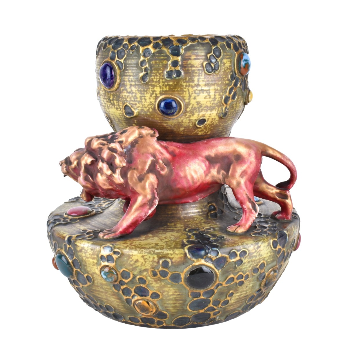 Werker Reissner Amphora Gres Bijou Vase with Lion