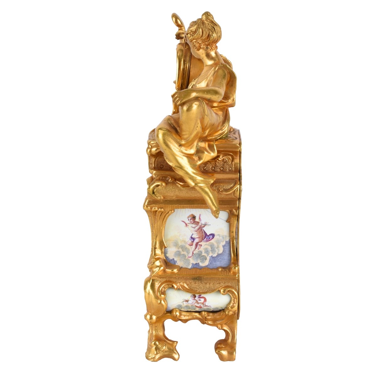 Antique Viennese Bronze and Enamel Miniature Clock