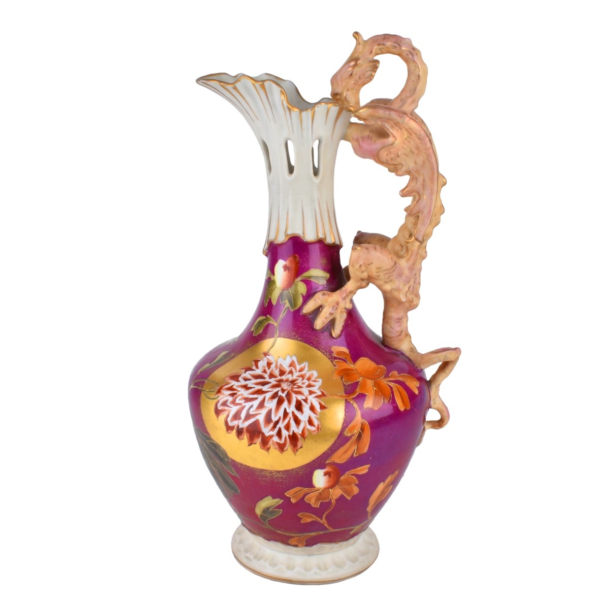 Turn Teplitz Amphora Ewer with Dragon