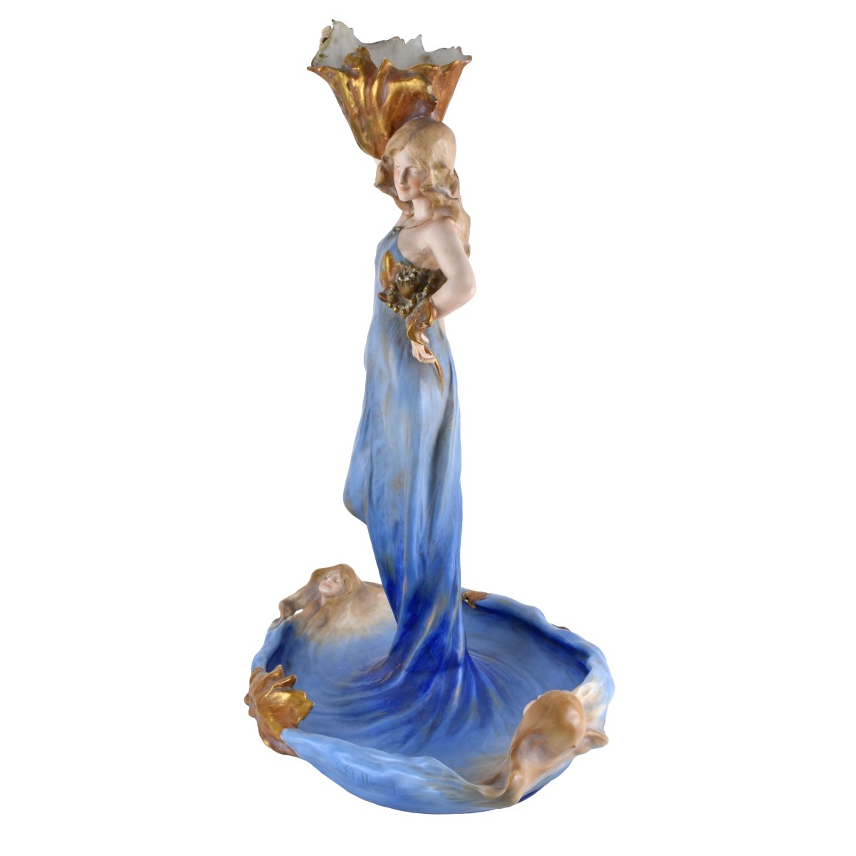 Tall Turn Teplitz Amphora Figural Centerpiece