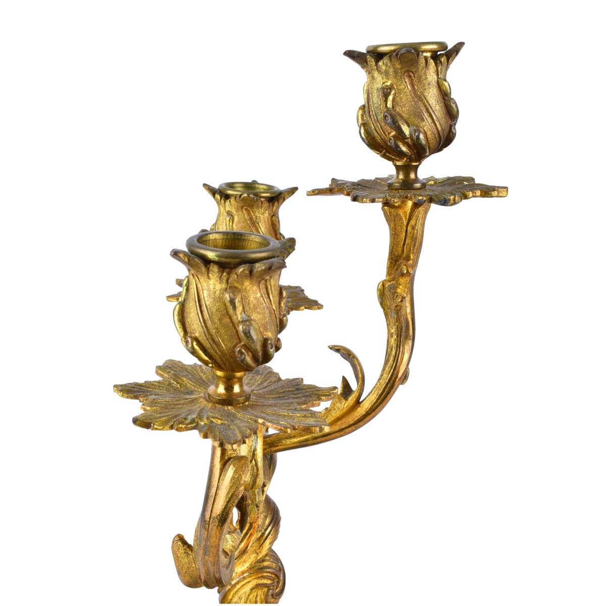 Pair of Gilt Bronze Three Arm Candelabra