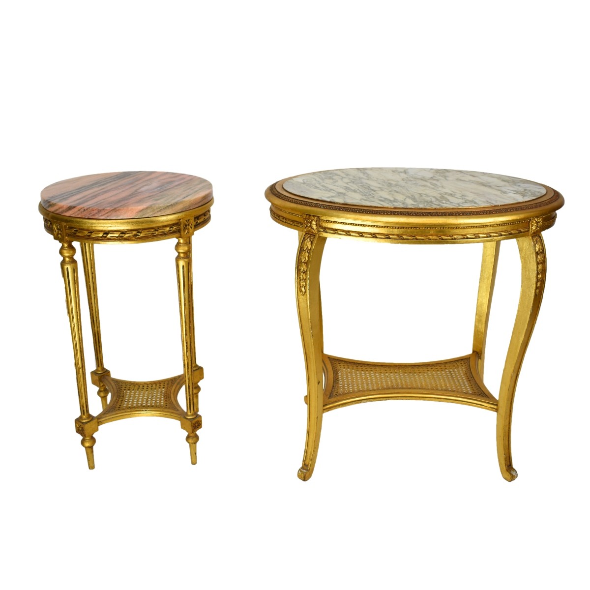 Italian Louis XVI Style Giltwood Marble Top Tables