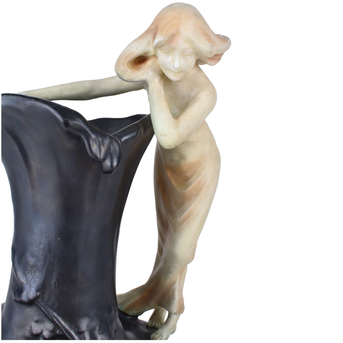 Austrian Art Nouveau Figural Pottery Ewer.
