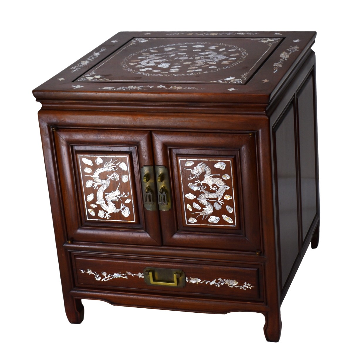 Chinese Rosewood Mother of Pearl Inlaid Side Table
