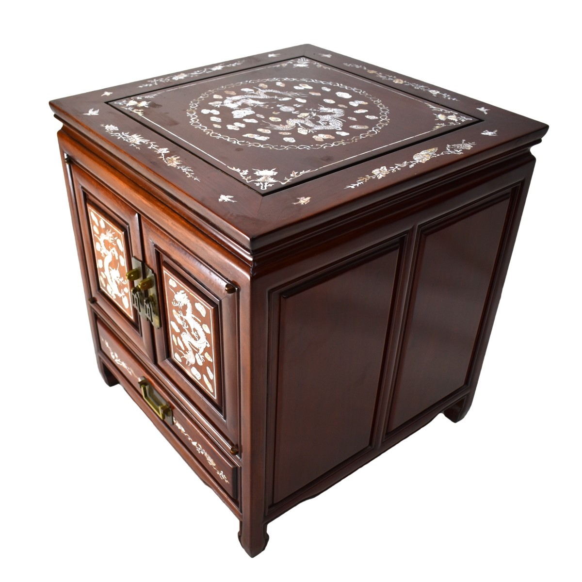 Chinese Rosewood Mother of Pearl Inlaid Side Table